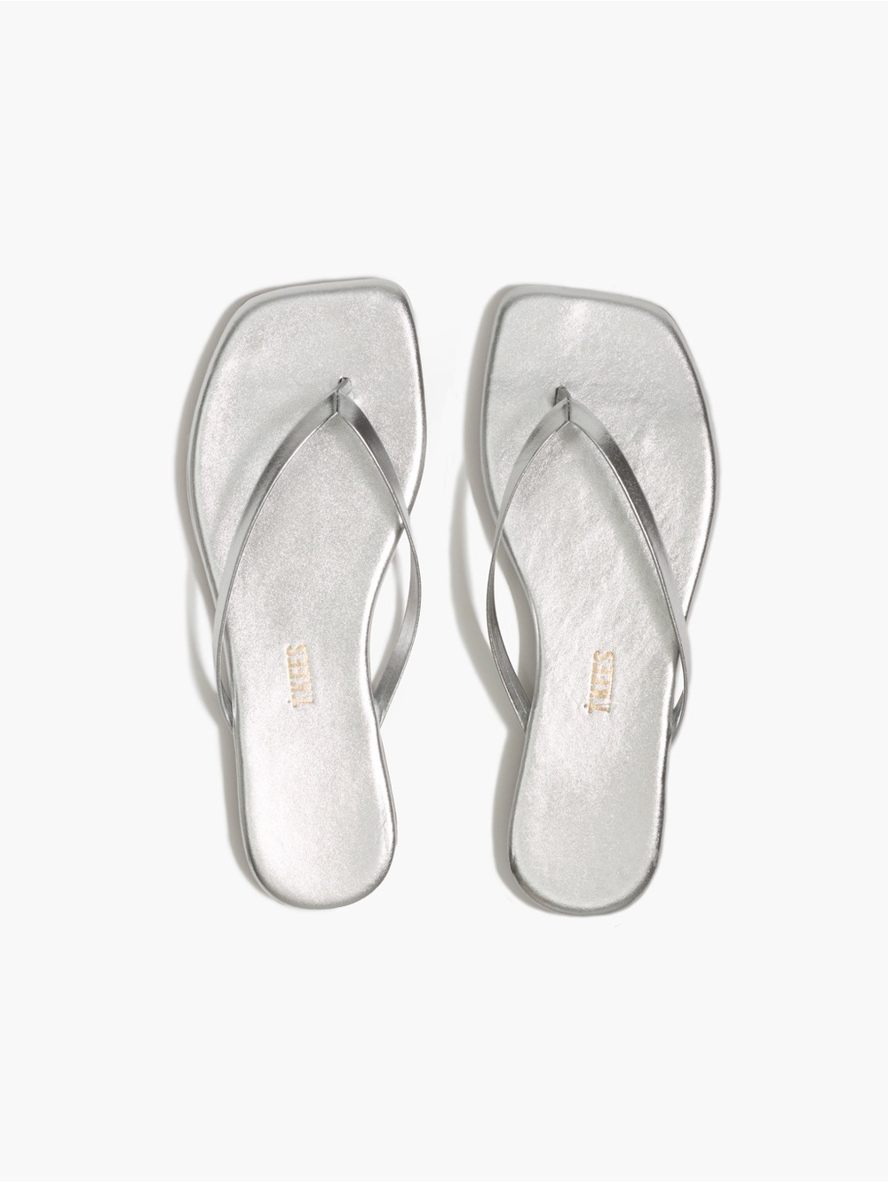 TKEES Silver Square Toe Lily Flip Flop Sandals